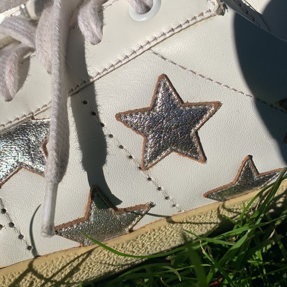 Saint Laurent Paris bright white silver star navy Sneakers Sz 42 1/2 designer - Picture 5 of 17